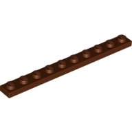 Lego destička 1x10, červeno hnědá (4223683)
